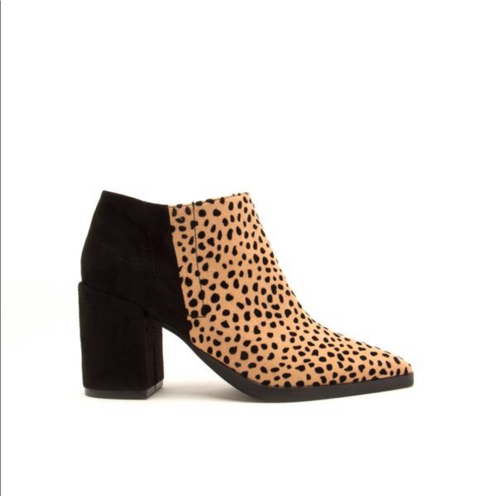 ONE PAIR LEFT! Leopard Print Vegan Suede Booties - Picture 4 of 6